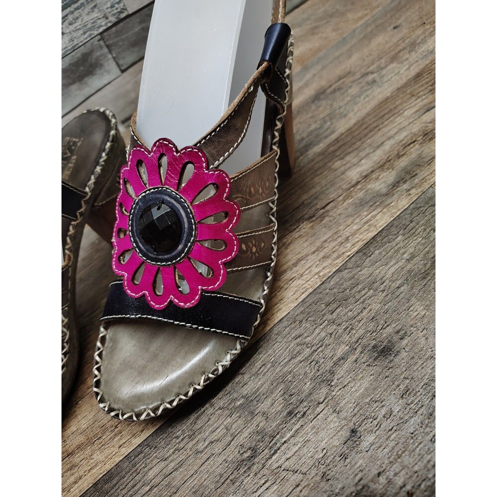 Womens Spring Step L'Artiste Pristine Sandals Slingback Jeweled Heels Sz. 39/8.5 - Picture 3 of 11